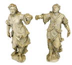 +Pair of carved standing torchbearers, 18th C. or later, Continental, carved wood, possibly architec