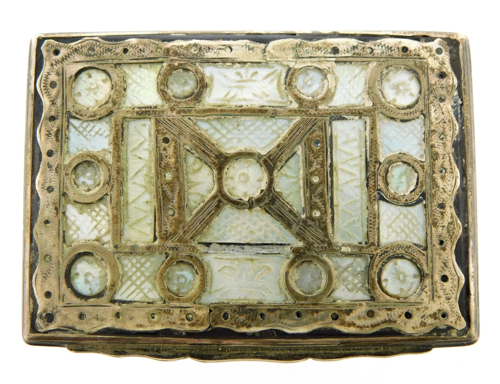 Georgian silver and tortoiseshell snuff box, English, overlaid silver mounts to cover along with (1 of 6)