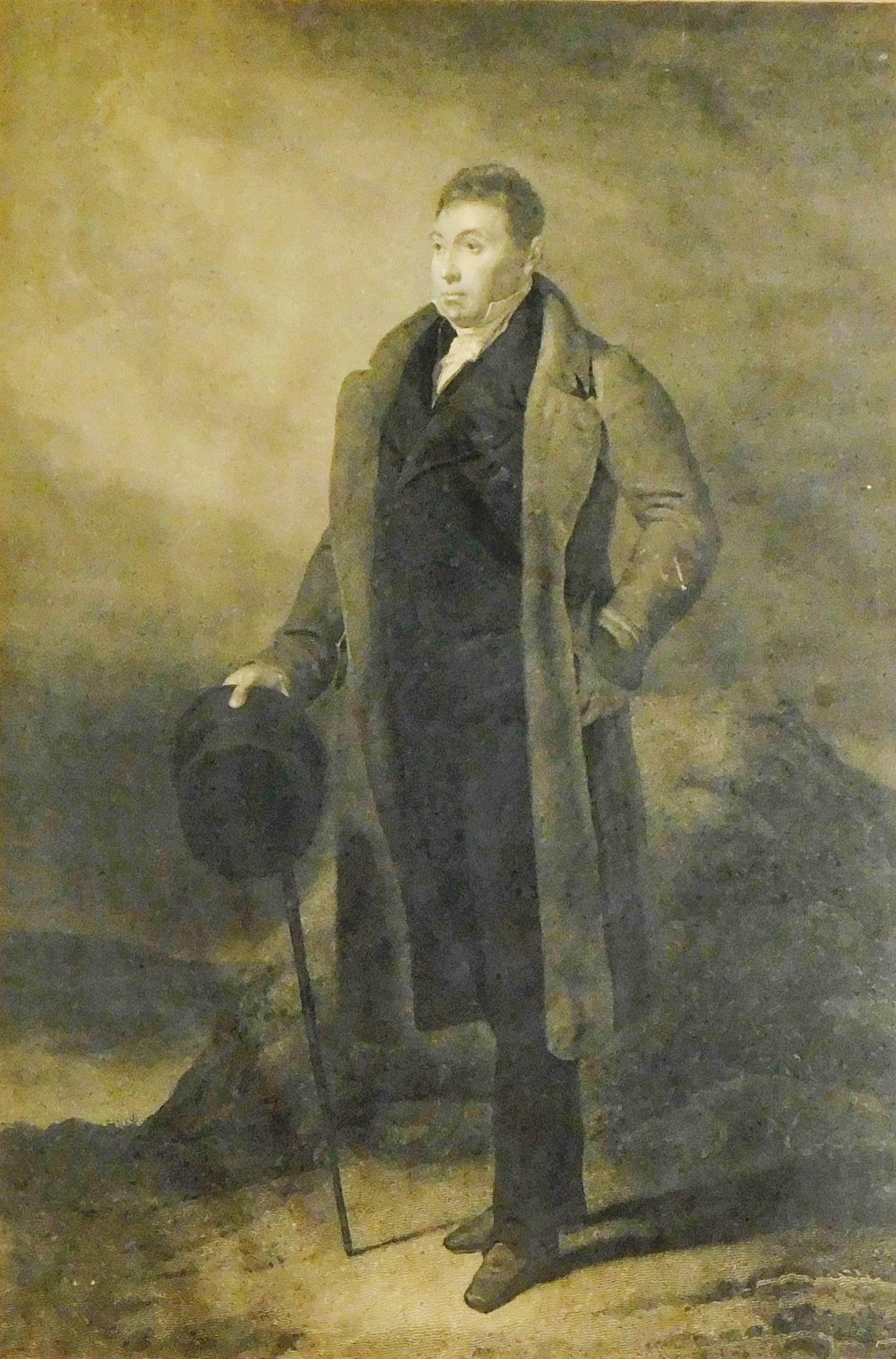 Moseley Isaac Danforth (Connecticut / New York, 1800-1862), "Lafayette", c. 1825, engraving after: Moseley Isaac Danforth (Connecticut / New York, 1800-1862), "Lafayette", c. 1825, engraving after Ary Scheffer's portrait "Marquis De Lafayette", titled and credited lower margins, ornately framed beh