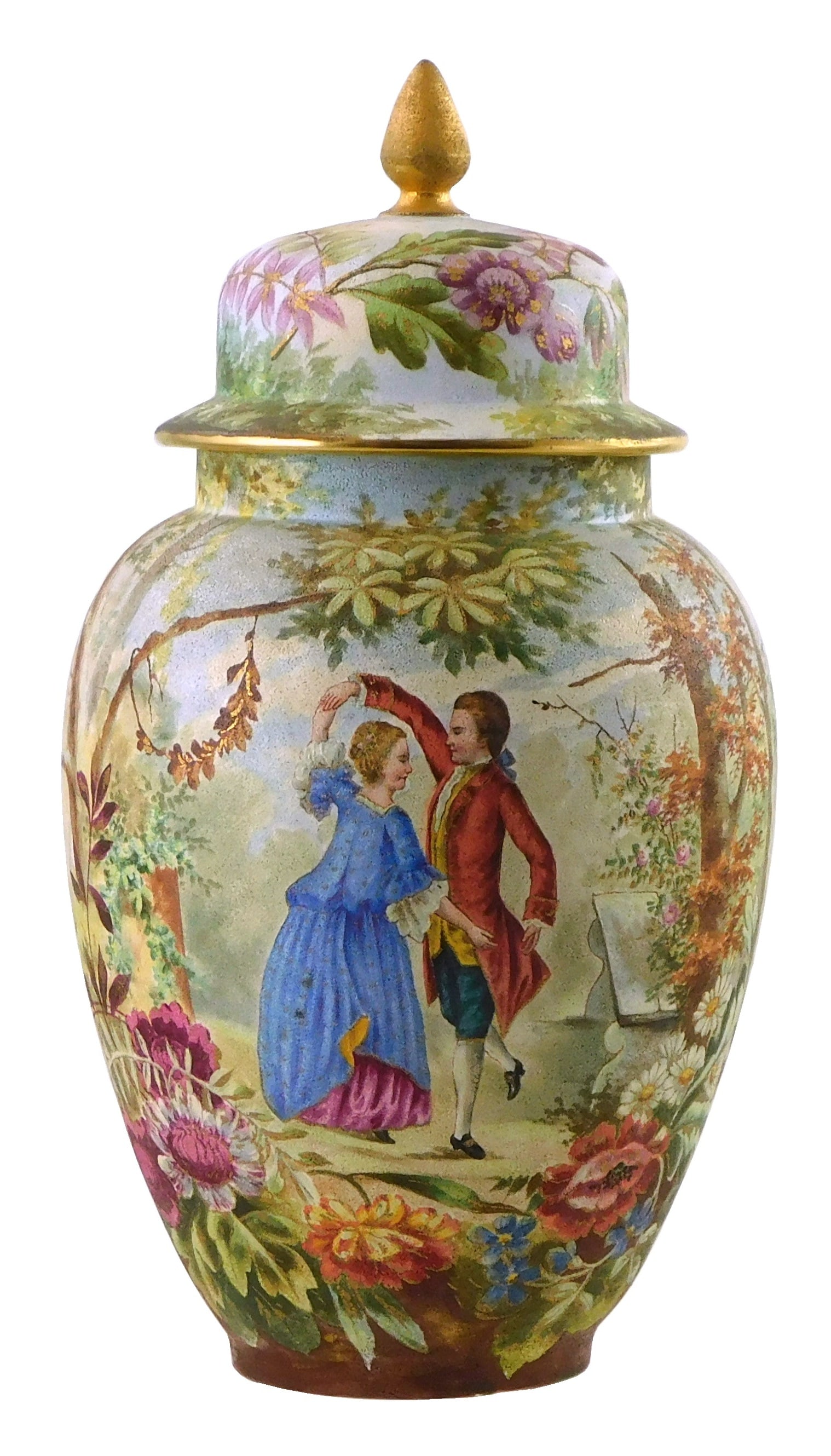 Royal Bonn Franz Anton Mehlem large hand-painted porcelain lidded vase, late 19th C., Germany, vase (1 of 6)