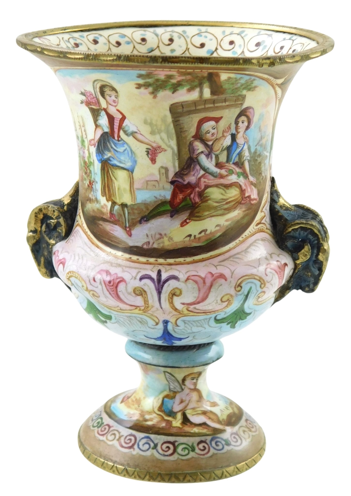 Viennese enamel and silver miniature open urn by Leopold Weininger (Vienna/ Austria, c. 1883-1900), (1 of 5)