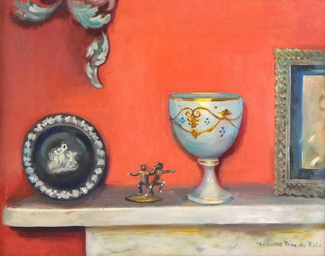 Yvonne Pene du Bois (New York, 1913-1997), "Mantel Still Life", 1975 oil on canvas, depicting a (1 of 5)