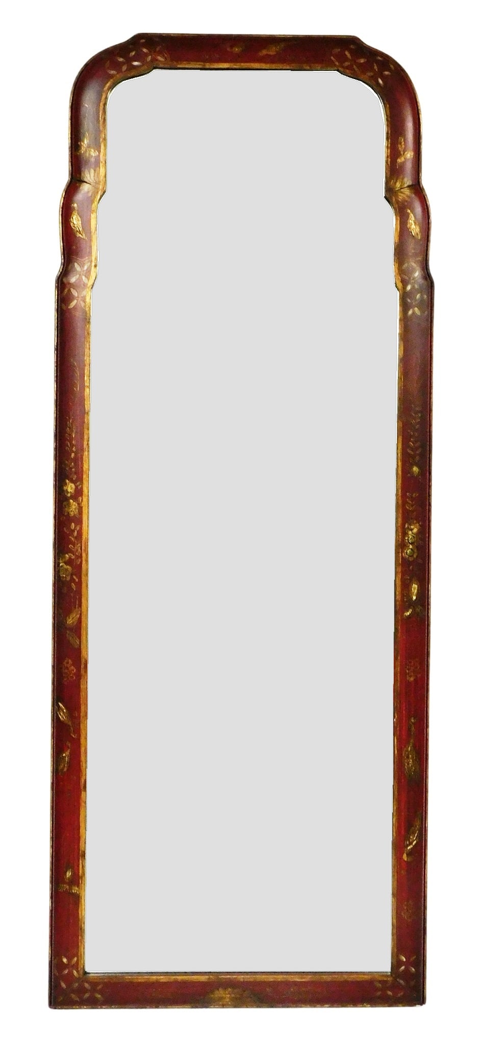 Williamsburg Reproduction Queen Anne wall mirror, 20th C., two part glass mirror with beveled edges, (1 of 5)