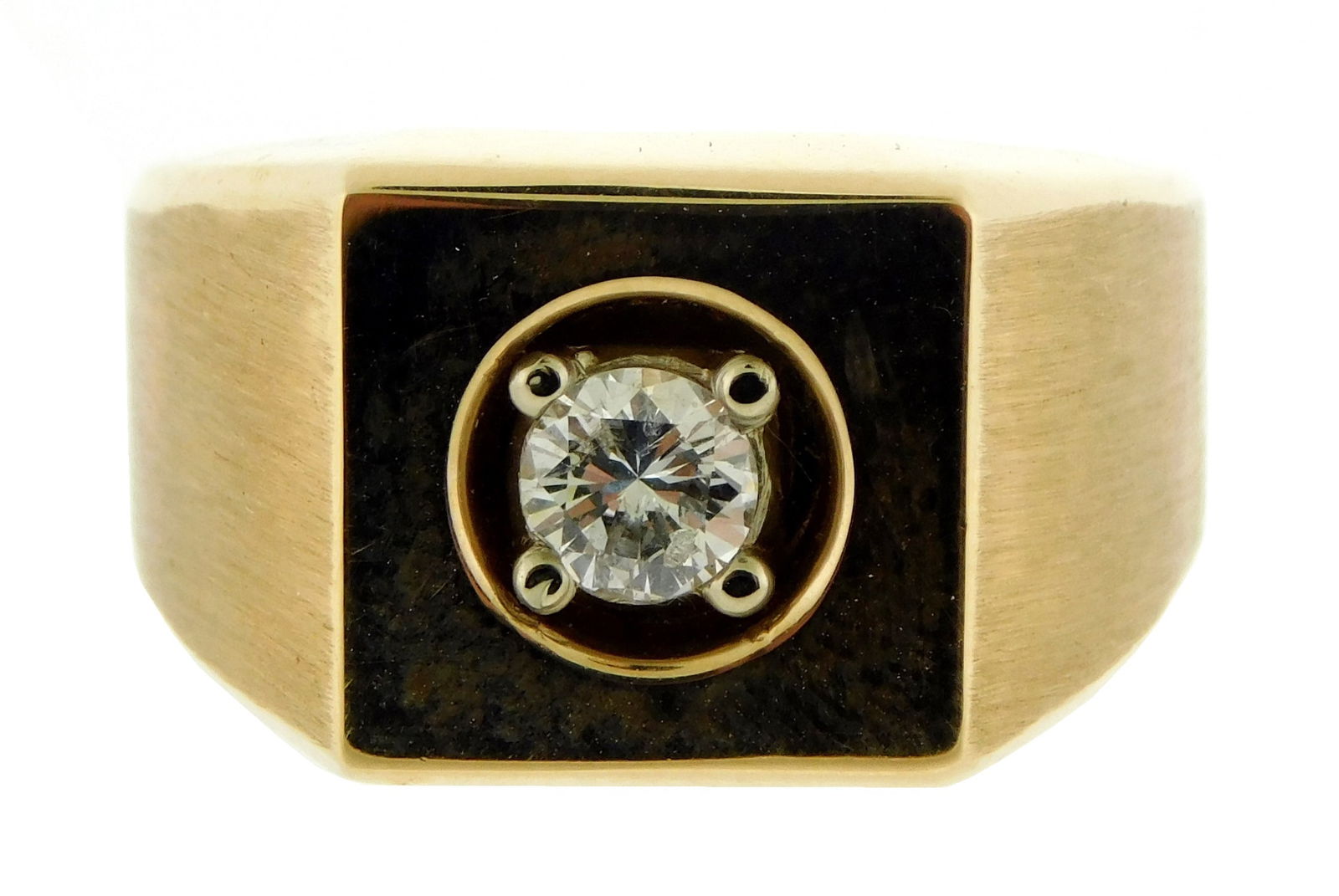 JEWELRY: 14K Diamond Ring, stamped and tested “14K?? yellow gold with four-prong, white gold (1 of 5)