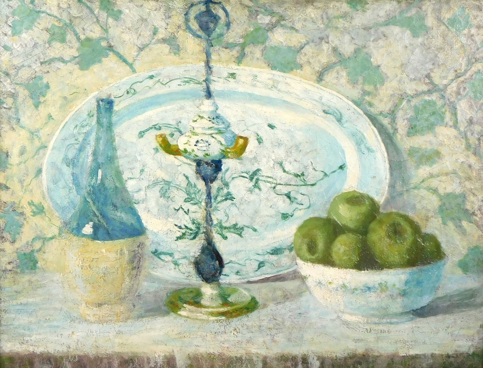 George LeBoutillier (American, early 20th C.), "Study in Whites", oil on canvas, impressionist still (1 of 7)