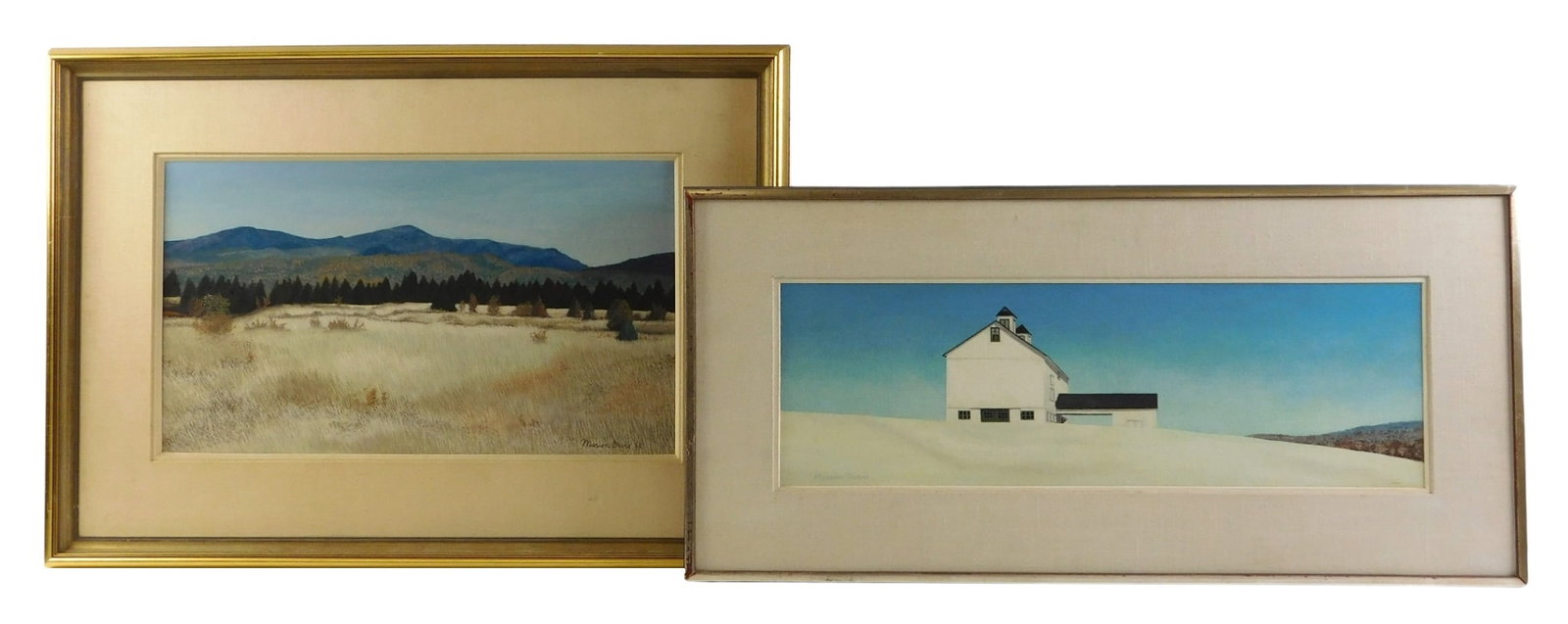 Marion Davis (Canadian / Connecticut, 1927-2012), two traditional oil on board landscapes, (1 of 5)