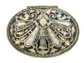 Tortoiseshell and silver pique snuff box, late 17th/18th C., English or French, oval form with