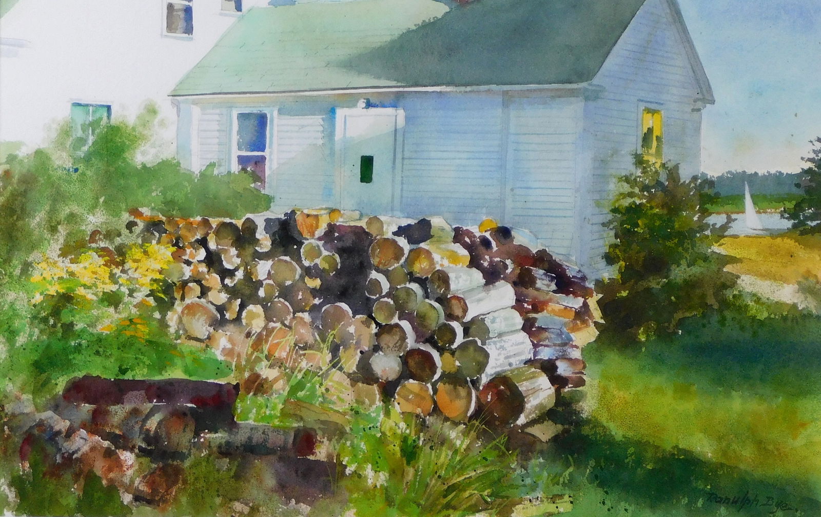 Ranulph Bye (Pennsylvania, 1916-2003), "The Woodpile, Tenants Harbor", 1999, watercolor on paper, (1 of 4)