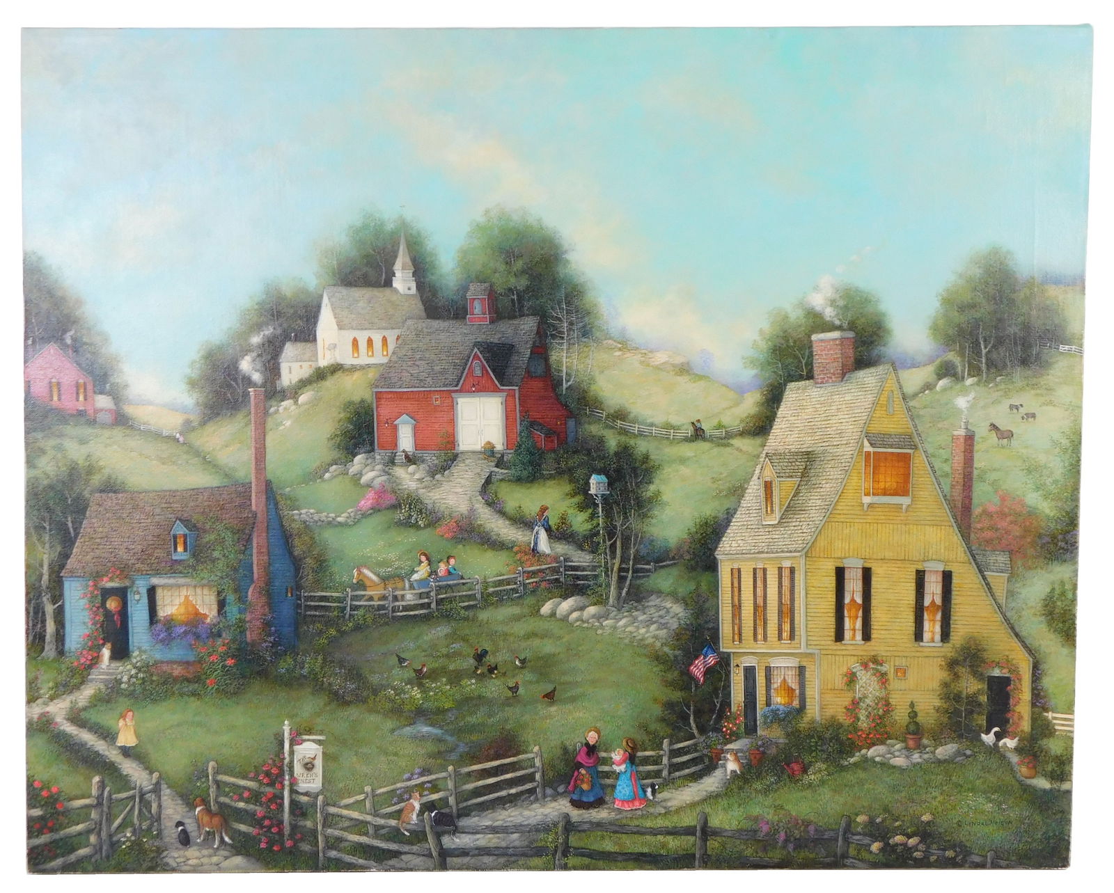 Linda Nelson Stocks (American, 1938 - 2011), "The Wren's Nest", 2000, oil on canvas, unframed, (1 of 6)