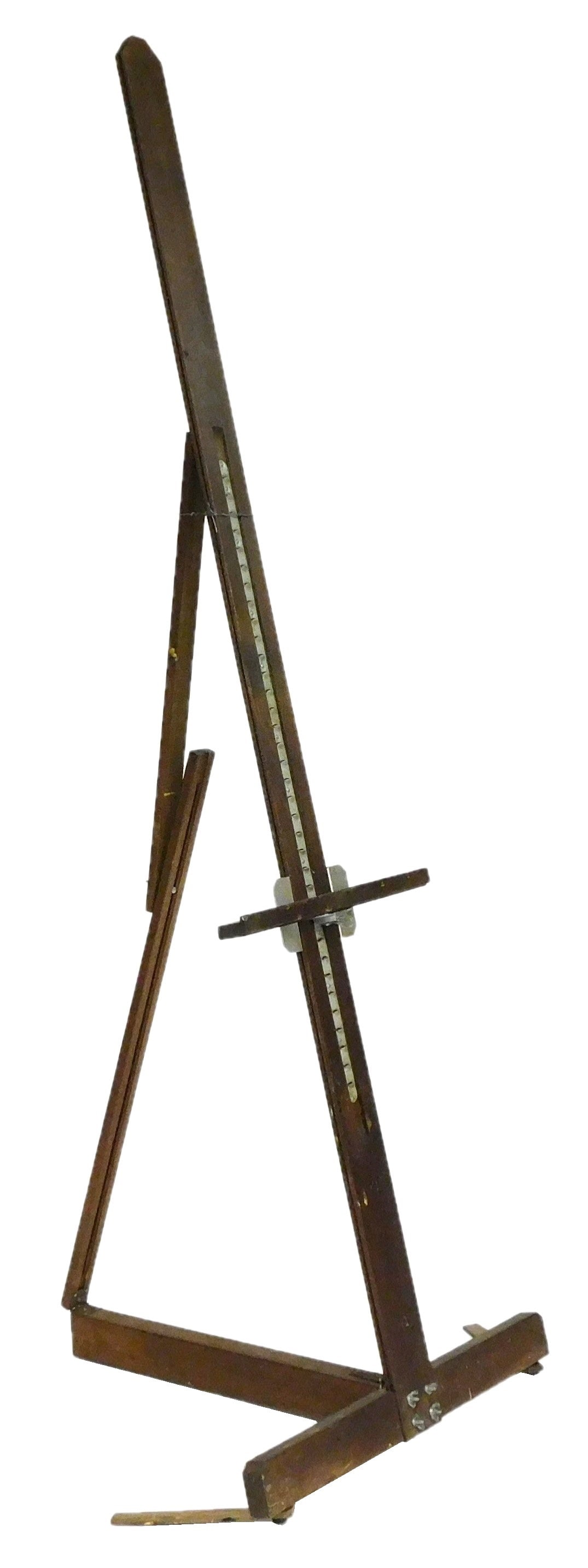 Vintage artist plein air easel, early to mid 20th C., folding wood and aluminum frame, steel (1 of 3)