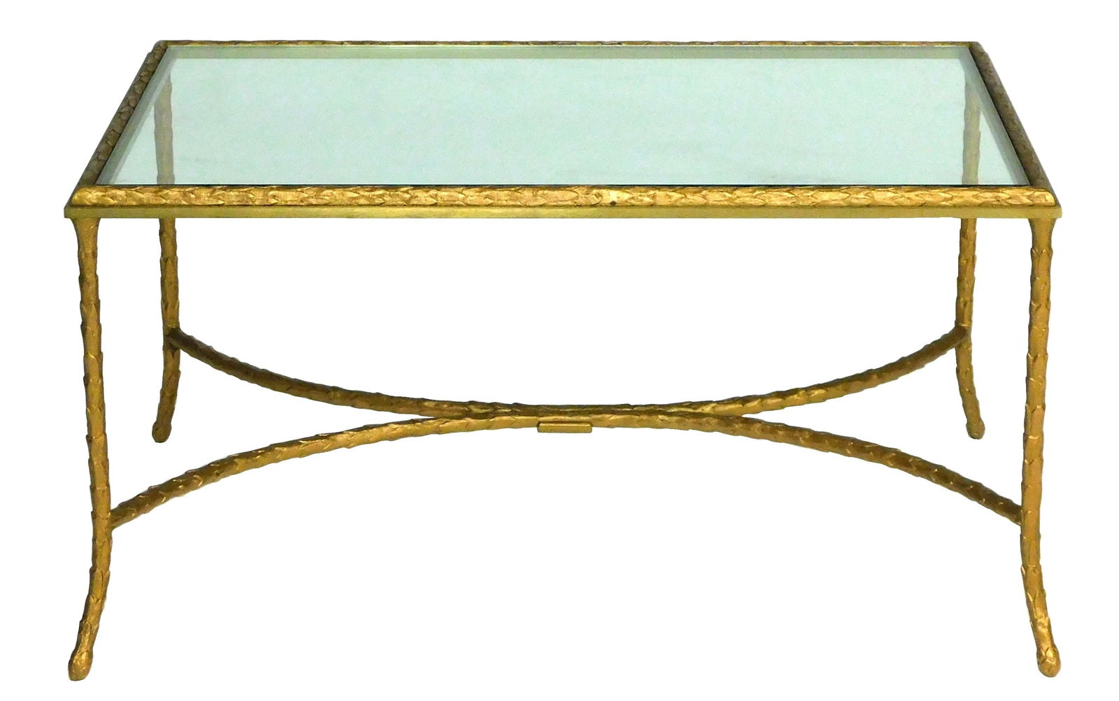Maison Bagues gilt bronze coffee table, Mid-Century Modern, 1950's, France, relief laurel wreath (1 of 2)