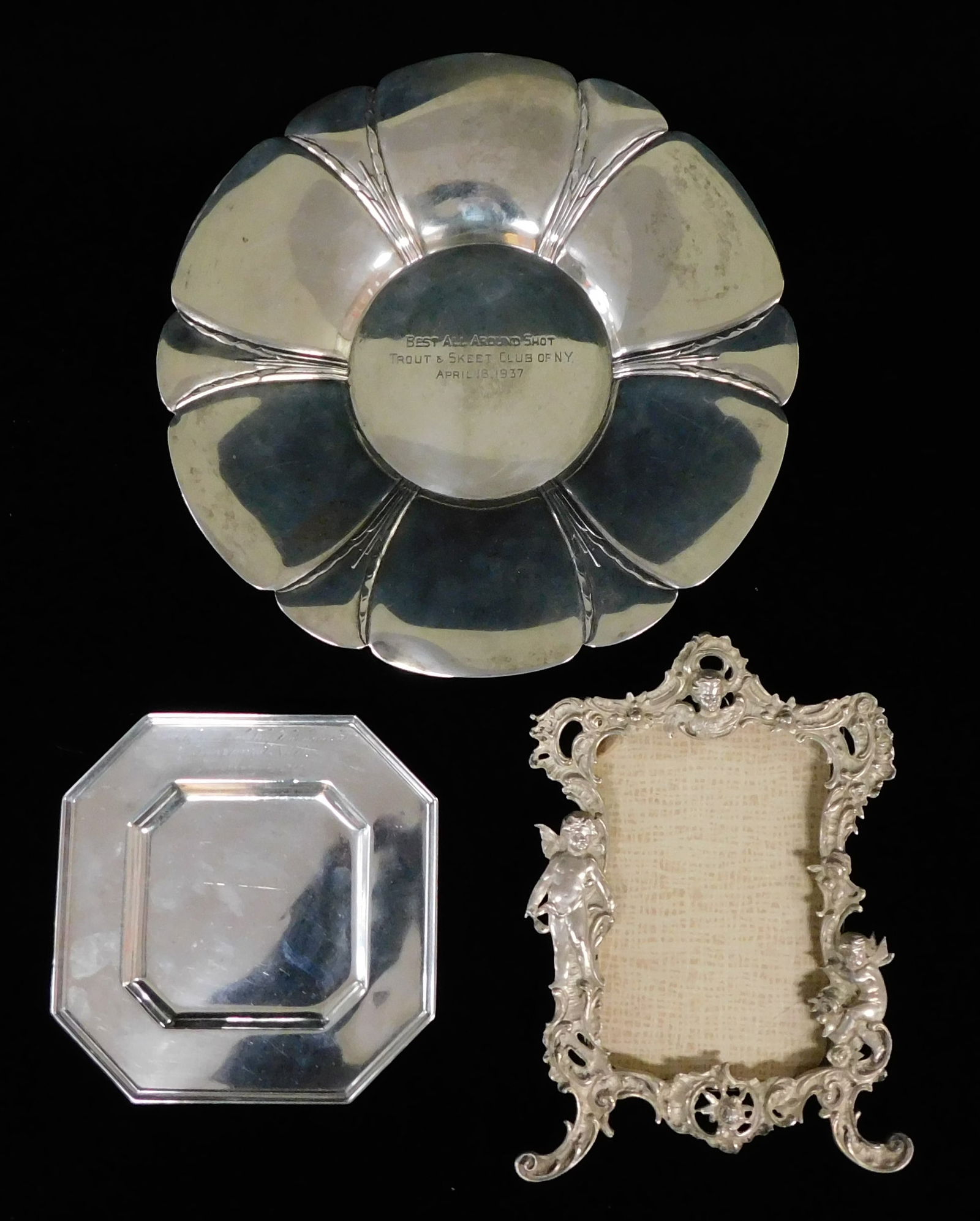 SILVER: Three pieces of sterling and 800 silver, details include: International sterling "Orchid" (1 of 3)