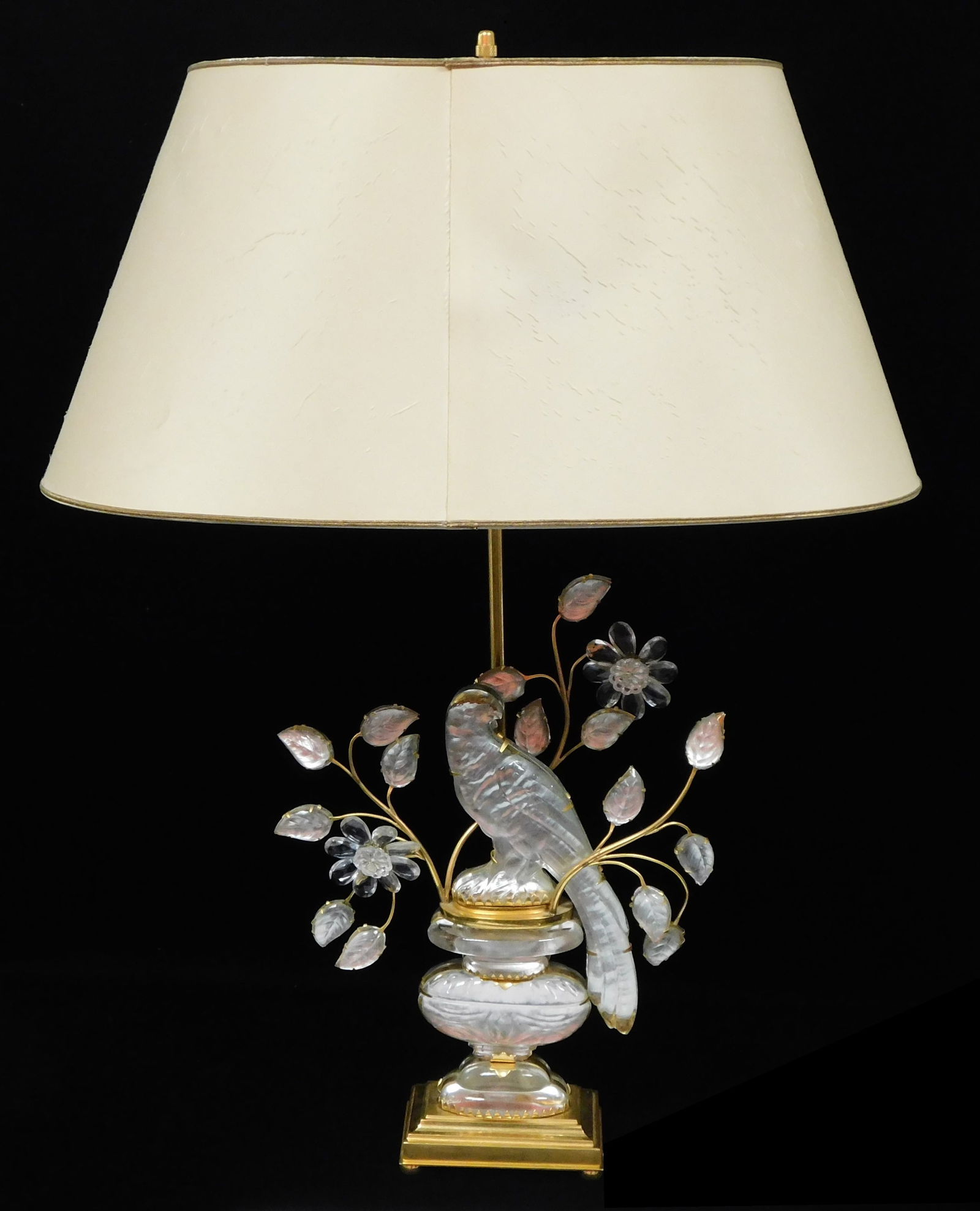 LAMP: Maison Bagues (attributed) rock crystal and gilt metal table lamp, French, 20th C., features (1 of 5)