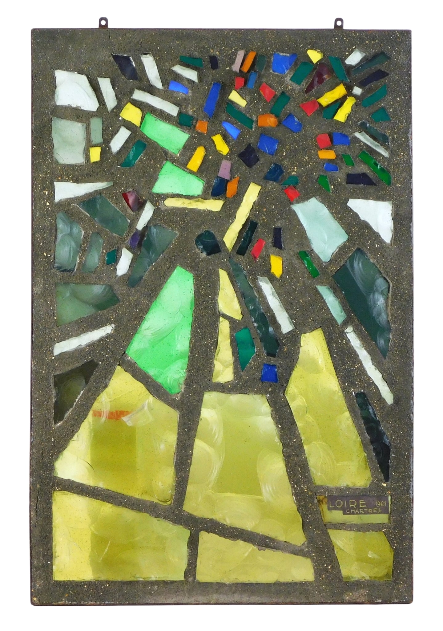 Gabriel Loire (French, 1904-1996), contemporary stained glass, c. 1961, featuring cement with (1 of 5)