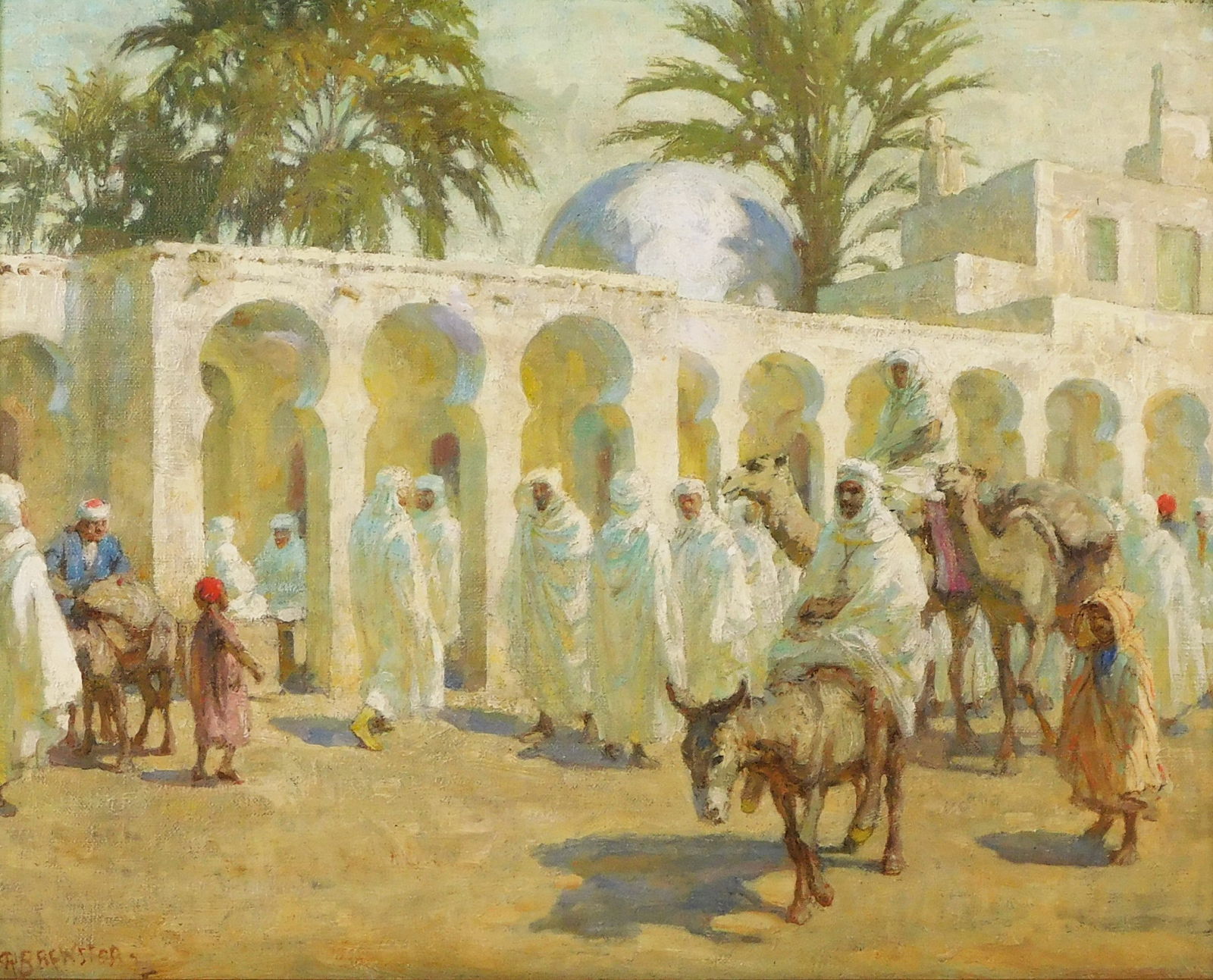 Anna Mary Richards Brewster (Massachusetts, 1870-1952), oil on canvas, Arabian city scene with (1 of 4)