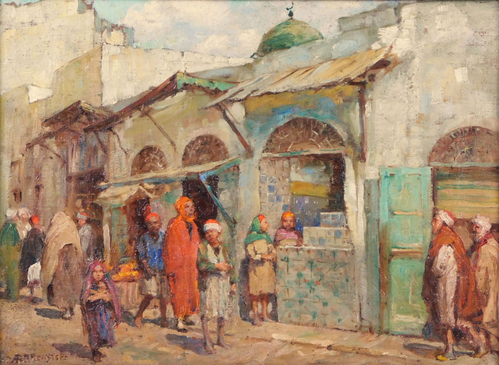 Anna Mary Richards Brewster (Massachusetts, 1870-1952), oil on canvas, Middle Eastern neighborhood (1 of 4)