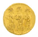 COIN: Byzantine gold solidus coin, c. 610-641 AD, obverse shows Heraclius, Herac, Constantine &