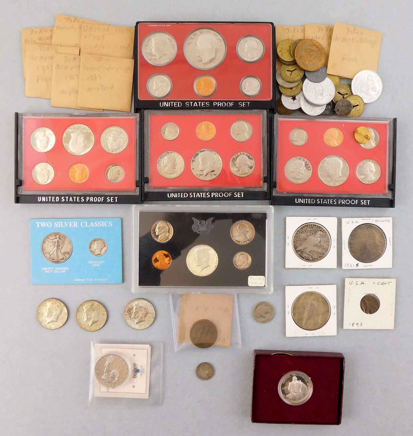 COINS: US coins, includes: 1847 large cent in Very Fine; 1896 Barber dime in Very Fine; three (1 of 4)