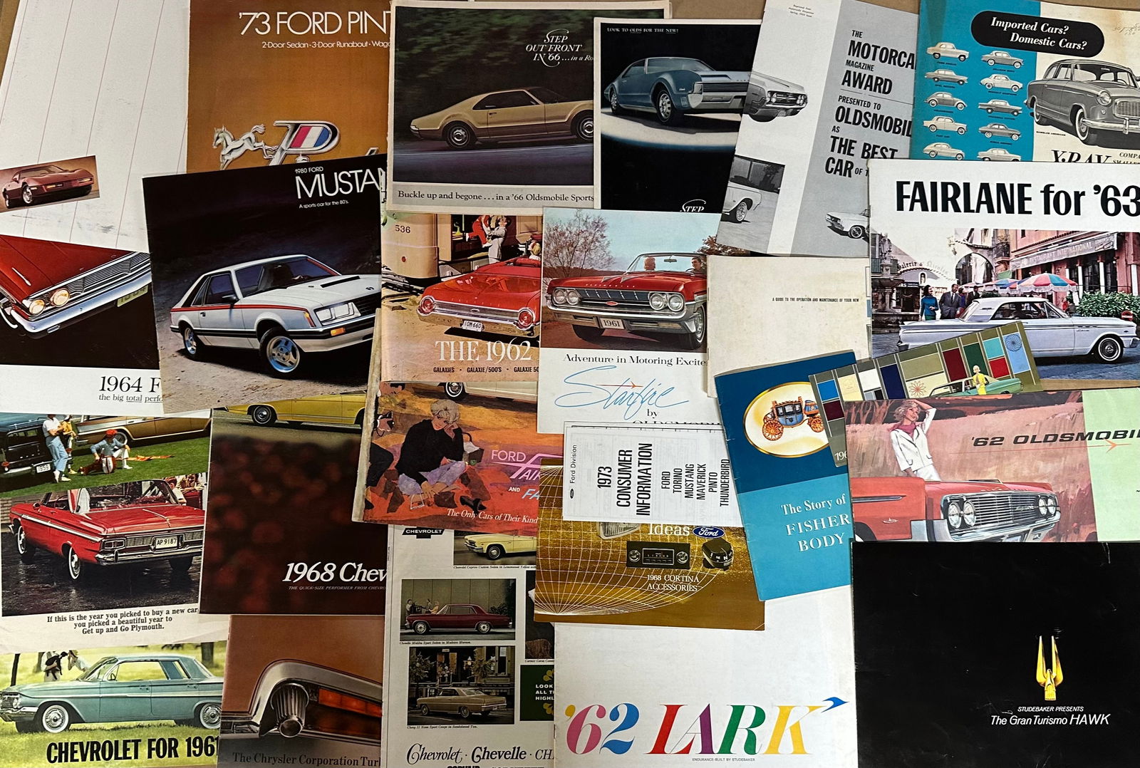 Fifty 1960’s US car brochures, a few may be later, vg condition., [NOTE: SHIPPING AND PICK UP (1 of 3)