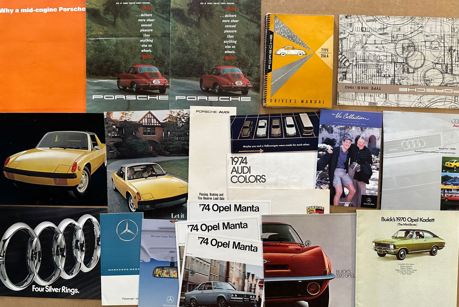 One hundred total 1960’s-1990’s German car items - Porsche 356A owners, (rear cover not (1 of 6)