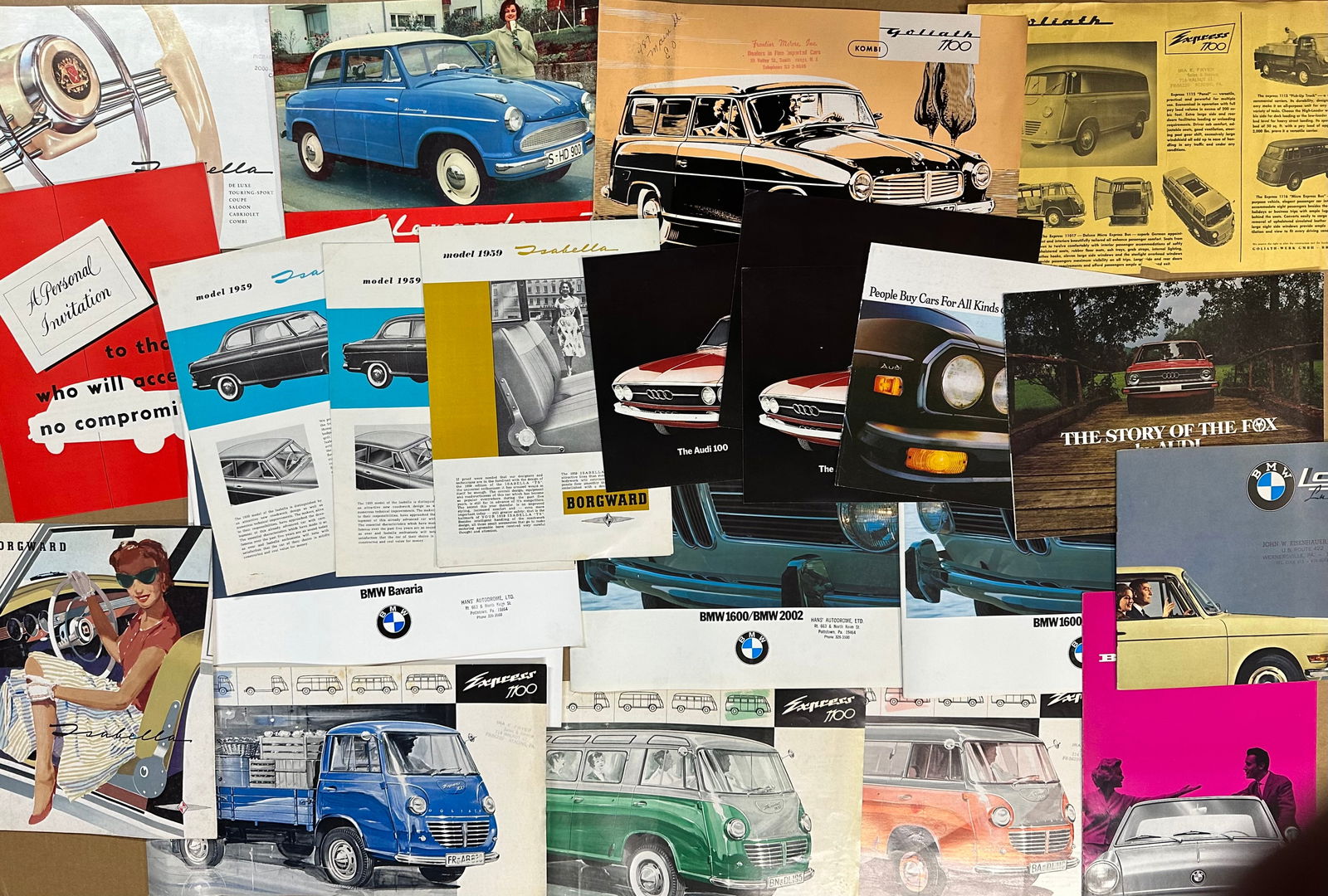 1950’s-1970’s German, French brochures - German - twenty-two large, thirty-five small, (1 of 4)