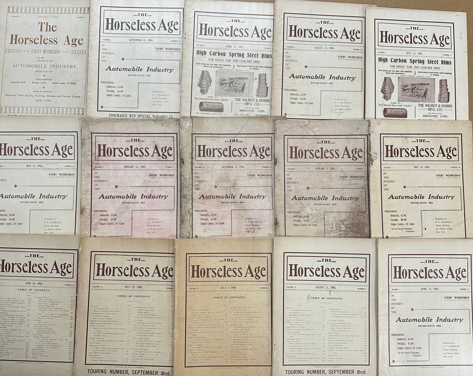 Collection of Horseless Age magazines - one 1900, four 1901, four 1902, eighteen 1903, one 1906 (1 of 2)