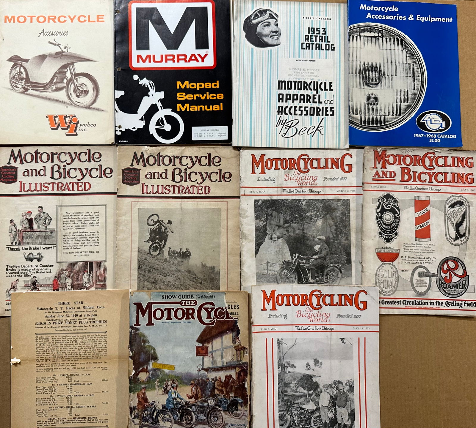 Motorcycle items - six magazines, from 1922-1925, five US, one British, fair to gd condition - four (1 of 2)