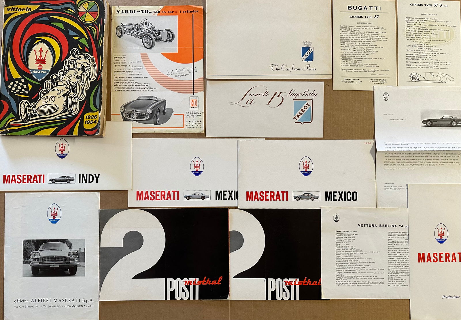 Misc Euro sports car items - Maserati, 190 page 1926-1954 Yearbook, seven brochures, Nardi single (1 of 4)