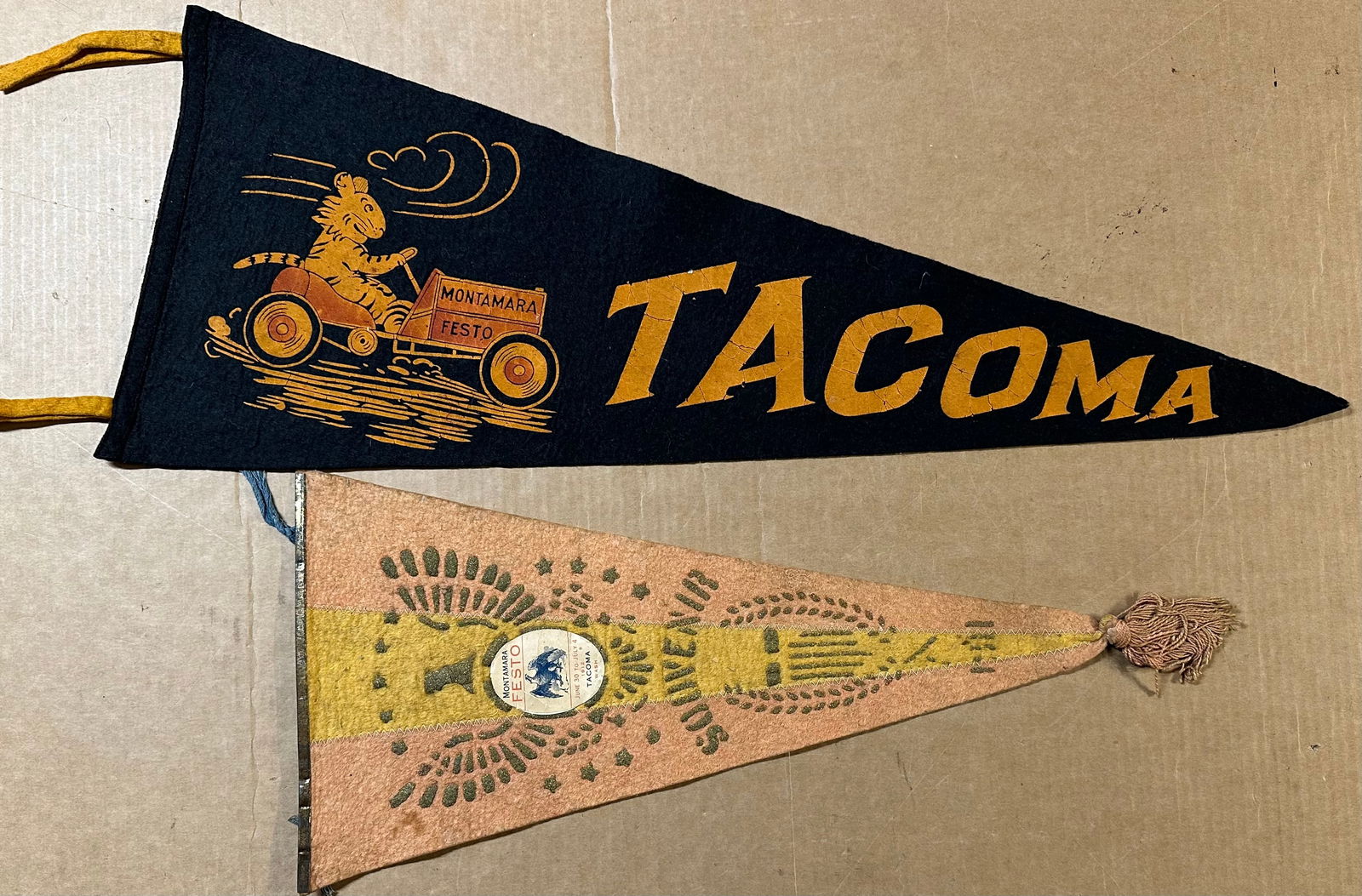 Two 1912 Montamara Festo race pennants - 11 x 18 and 9.5 x 21, this was the first year year of the (1 of 2)