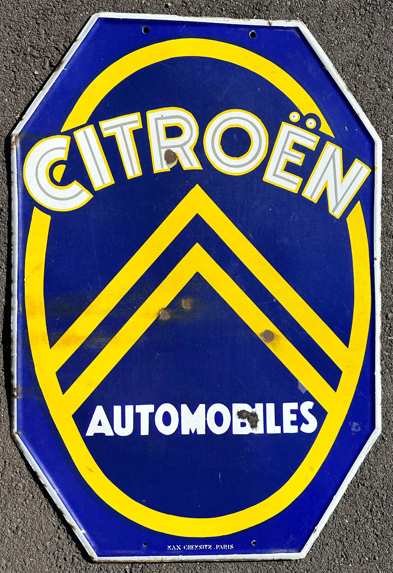 Citroen double sided porcelain sign, die formed rim edge, heavy construction, various Citroen models (1 of 2)