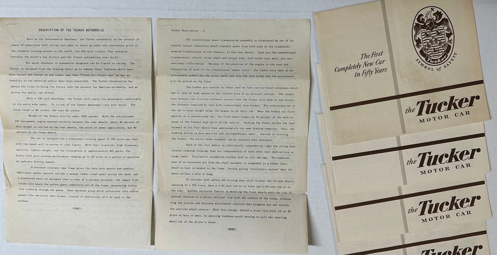 Tucker preliminary production four typewritten pages, assumed to be original factory document (1 of 4)