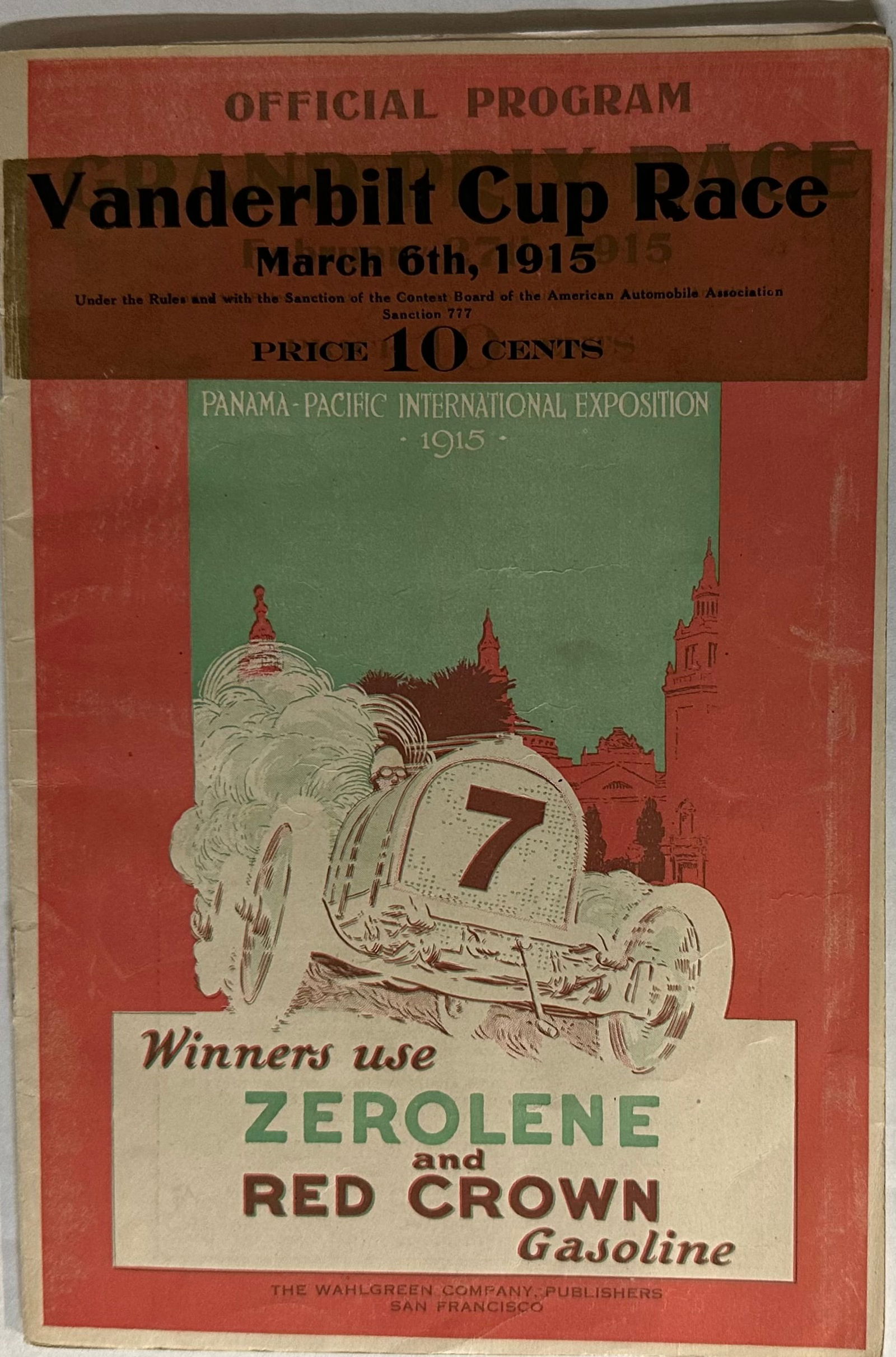 1915 Vanderbilt Cup race program (San Francisco), 6 x 9.5, 36 pages, vg condition, [NOTE: SHIPPING (1 of 4)