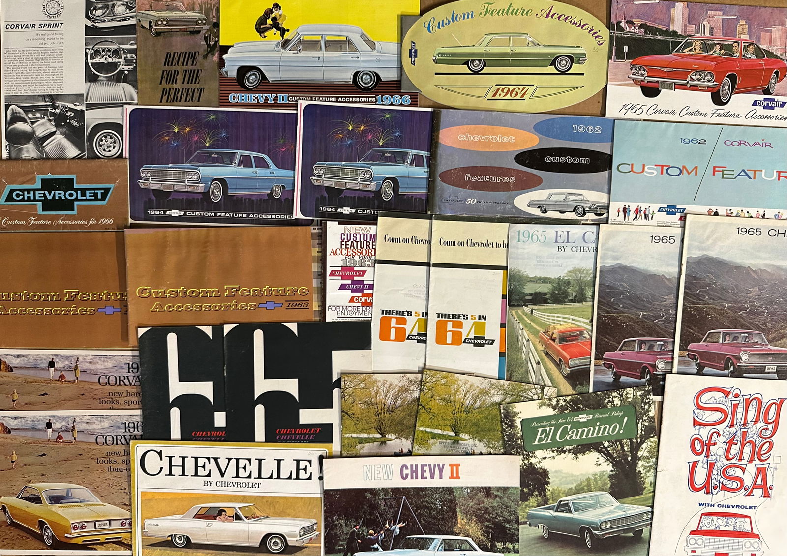 1962-1966 Chevrolet, Chevelle, El Camino, Corvair, Chevy II items - sixty five brochures plus eleven (1 of 3)