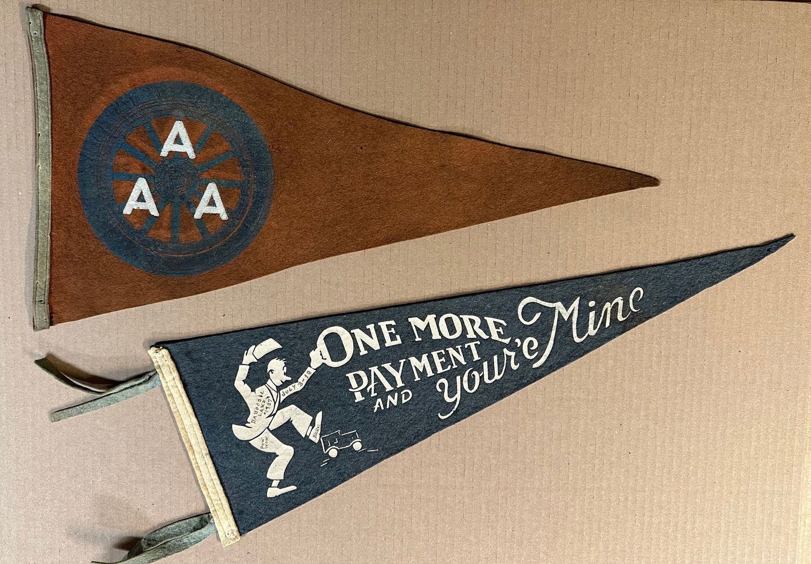 Two early felt pennants - AAA, the AAA Contest Board was the sanctioning body for US racing from (1 of 1)