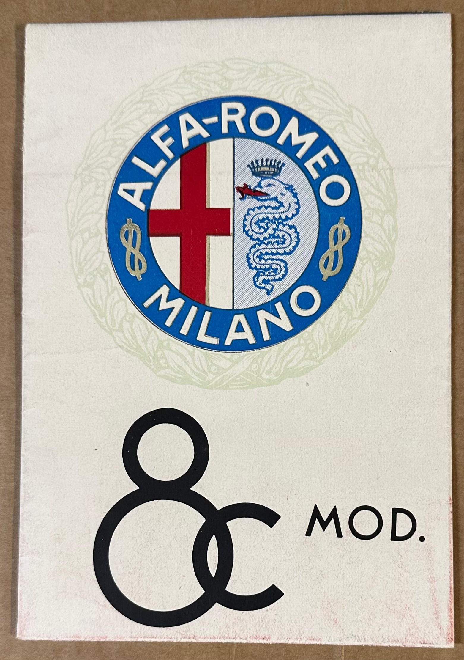 1931 Alfa Romeo 8C 2300 sales brochure, supercharged double overhead cam, racing configuration, 4.5 (1 of 4)