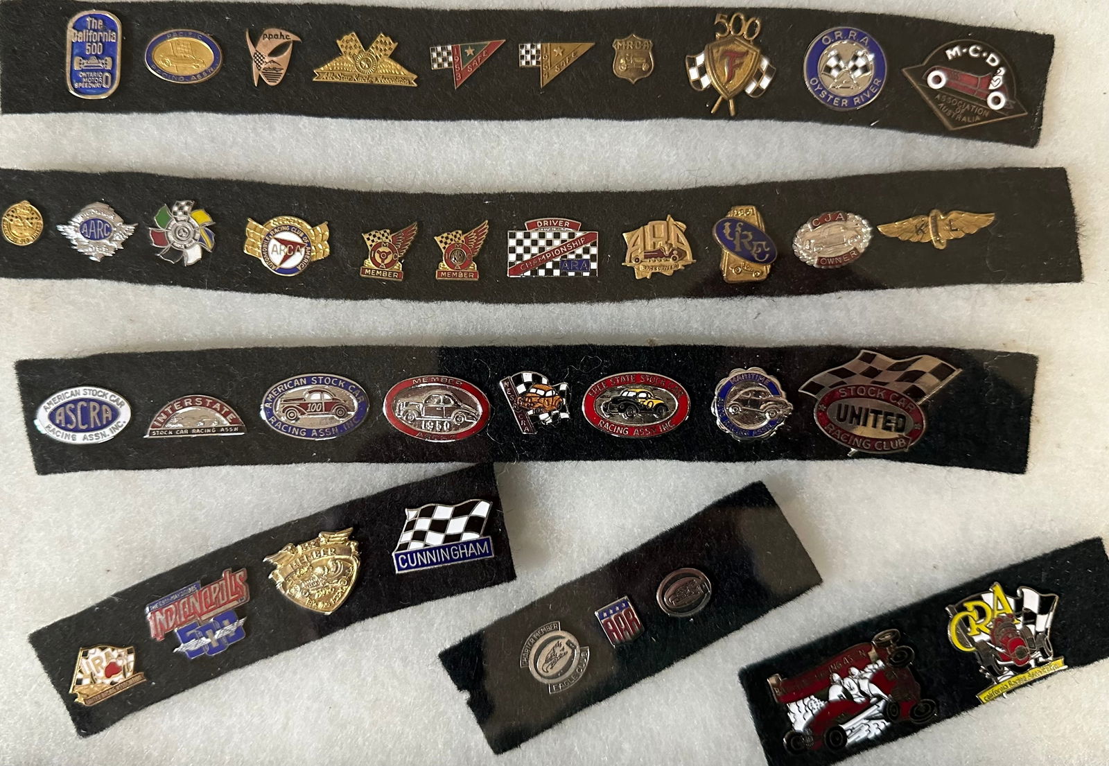 Thirty-eight race related lapel pins from various racing associations, stock, car, open wheel, (1 of 3)