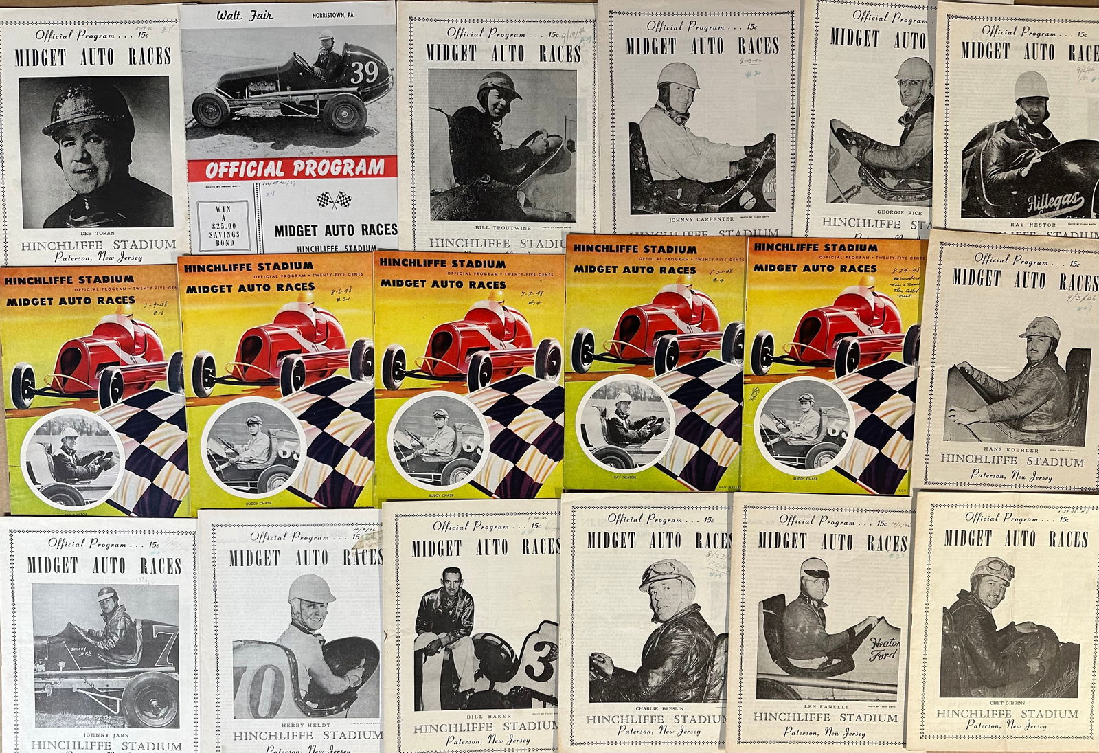 Thirty-five 1940’s Hinchliffe Stadium (Paterson NJ) race programs and five Ohio track (1 of 3)