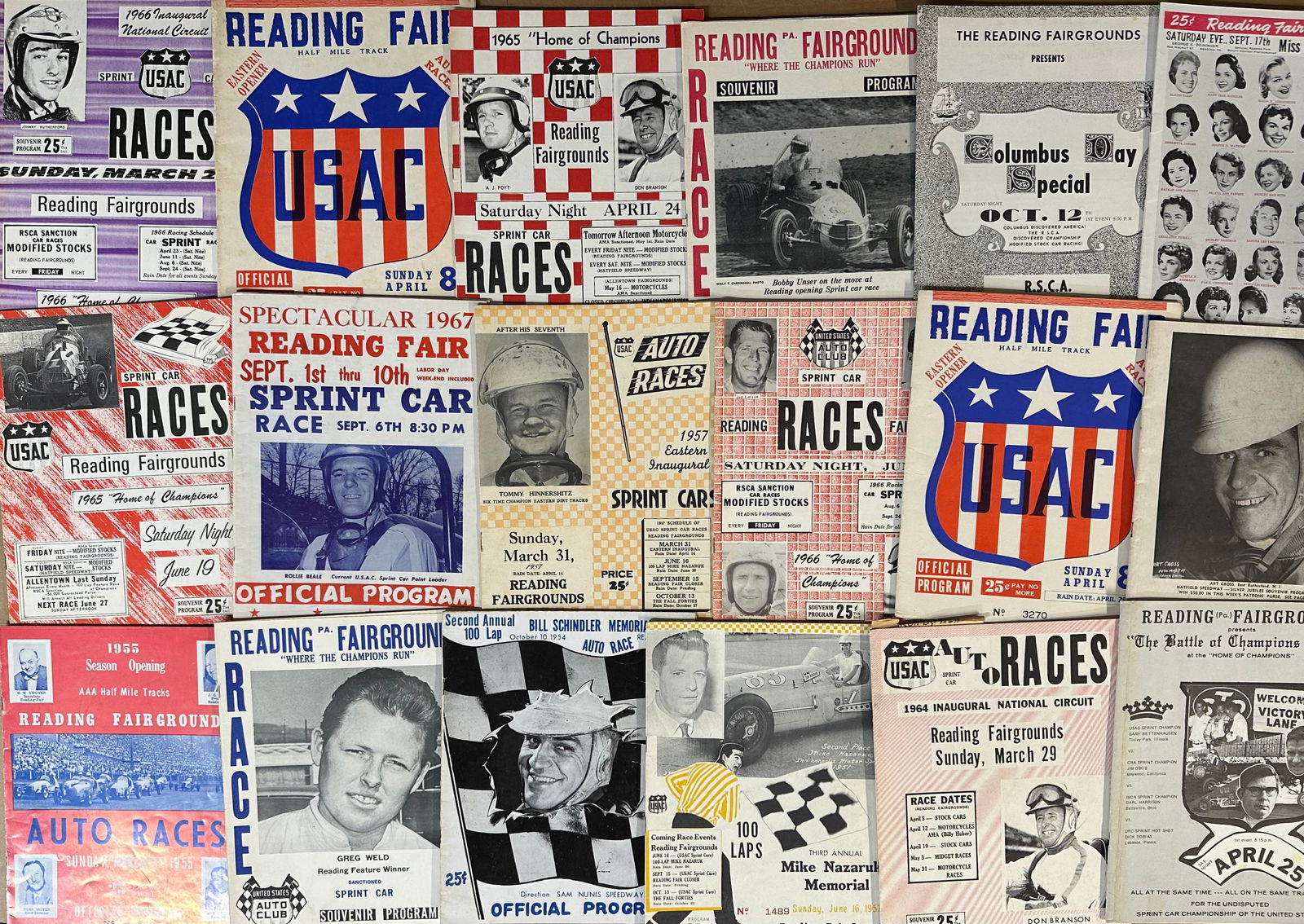 PA area race track programs - thirty 1950’s-1960’s Reading, eight other PA tracks, pit (1 of 3)