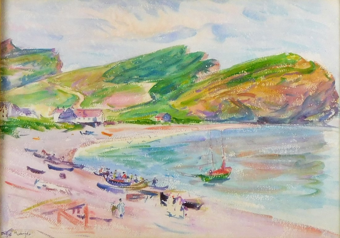 Dodge Macknight (American / Connecticut, 1860-1950), watercolor on paper, colorful depiction of a (1 of 4)