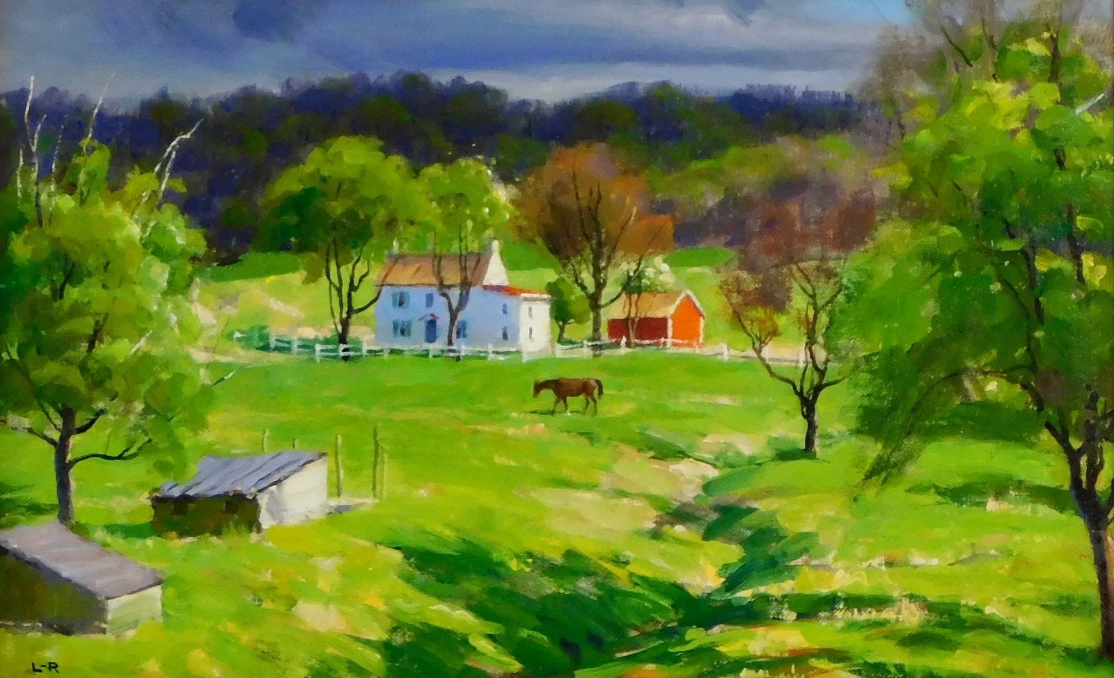 +Harry Leith Ross (American, 1886-1973) "Evening in Aquetong", oil on canvas board, farmhouse and (1 of 8)