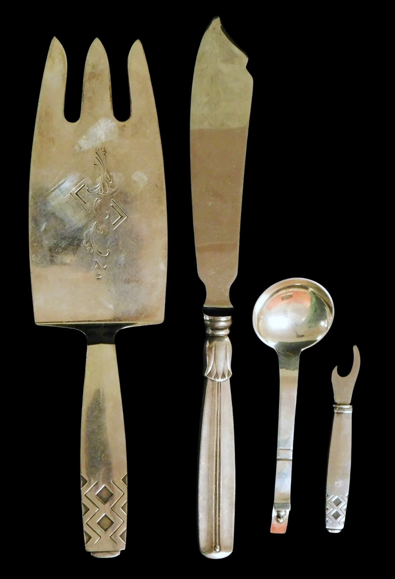 STERLING: Georg Jensen, Raadvad, etc., four pieces of Danish silver, including: two pieces of Georg (1 of 5)
