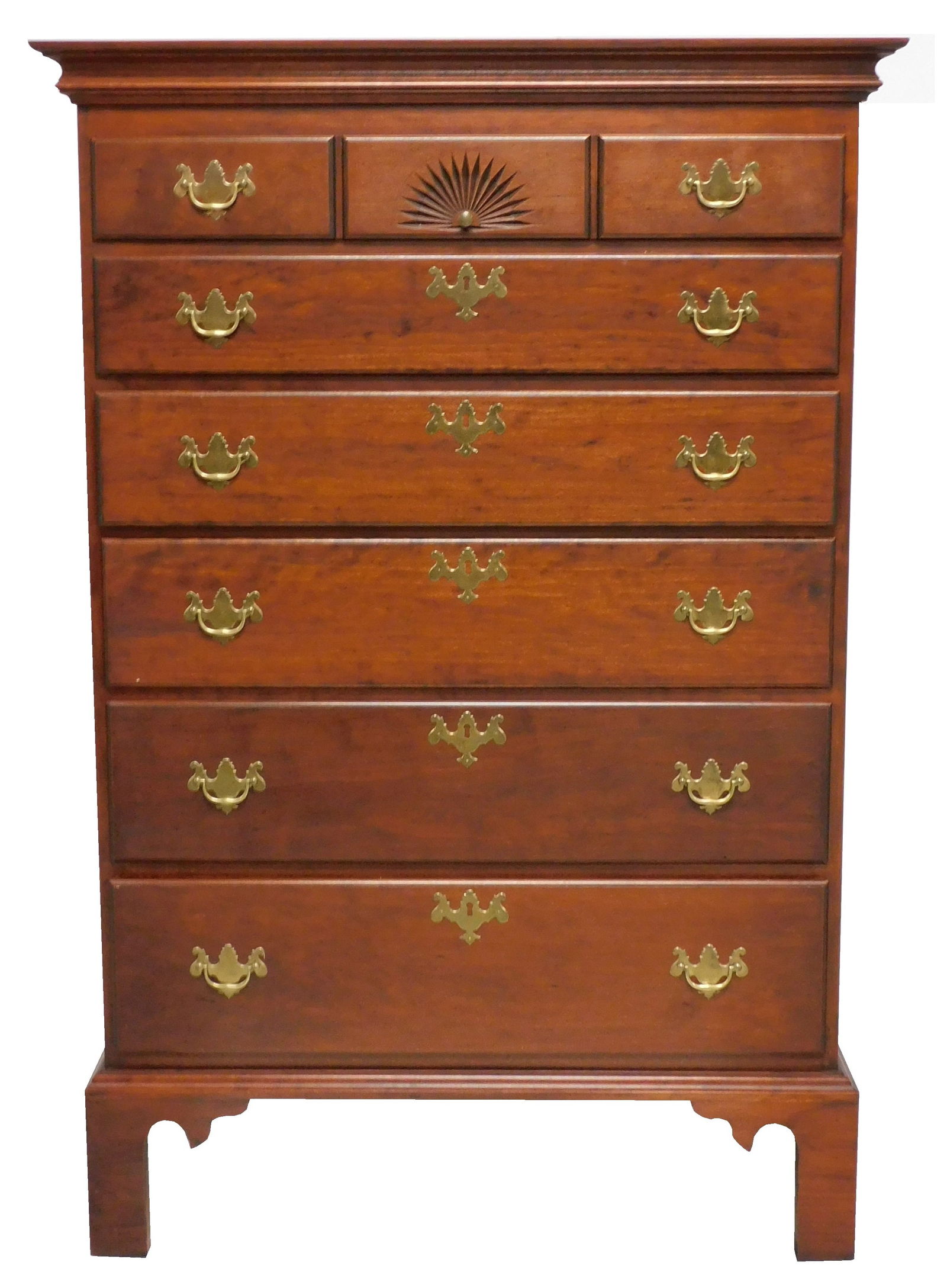 Eldred Wheeler tall chest of drawers, Hanover, Massachusetts, 20th C., cherry, bench made in the (1 of 4)