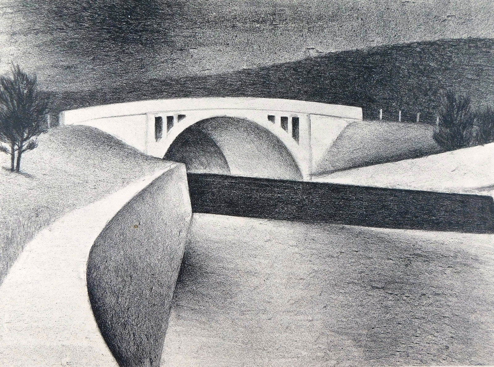 James Brooks (American, 1906-1992), “To Arnold”, lithograph, c. 1931, white bridge spans (1 of 6)
