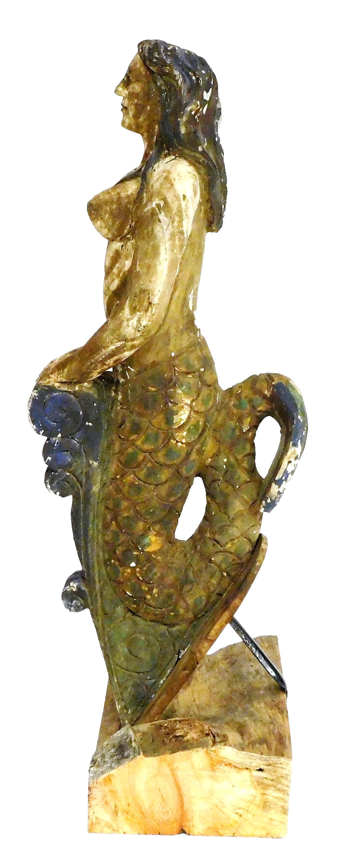 Mermaid carving in the form of a ship's figurehead, 20th C., carved wood overlaid with gesso and (1 of 6)
