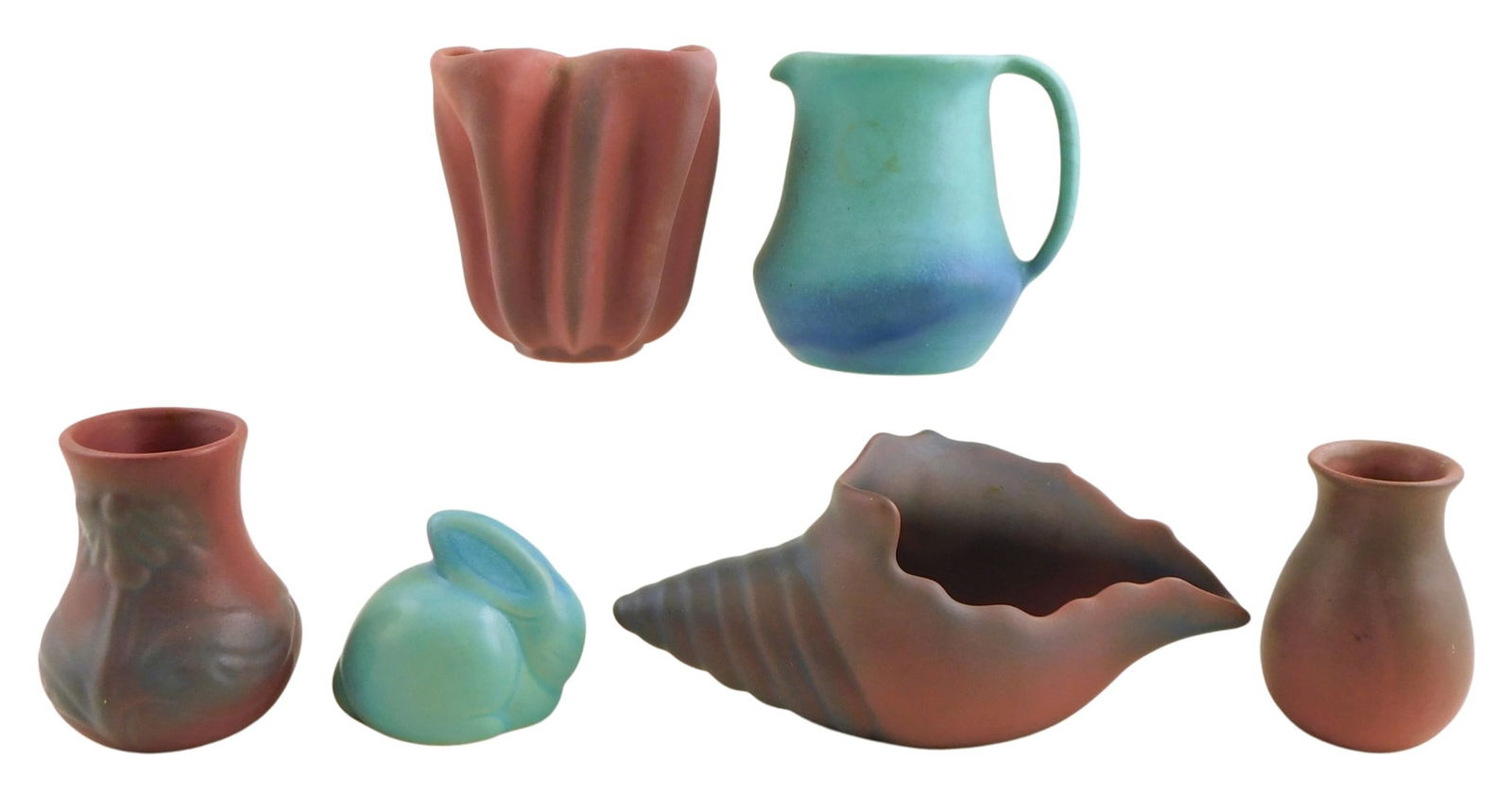 ART POTTERY: Six pieces of Van Briggle pottery, Colorado Mid-Late 20th C., two turquoise and four (1 of 9)