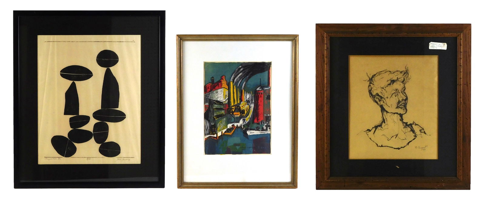Jim Forsberg, Robert Sargent, Louise Freedman, three contemporary American artworks, each framed (1 of 7)