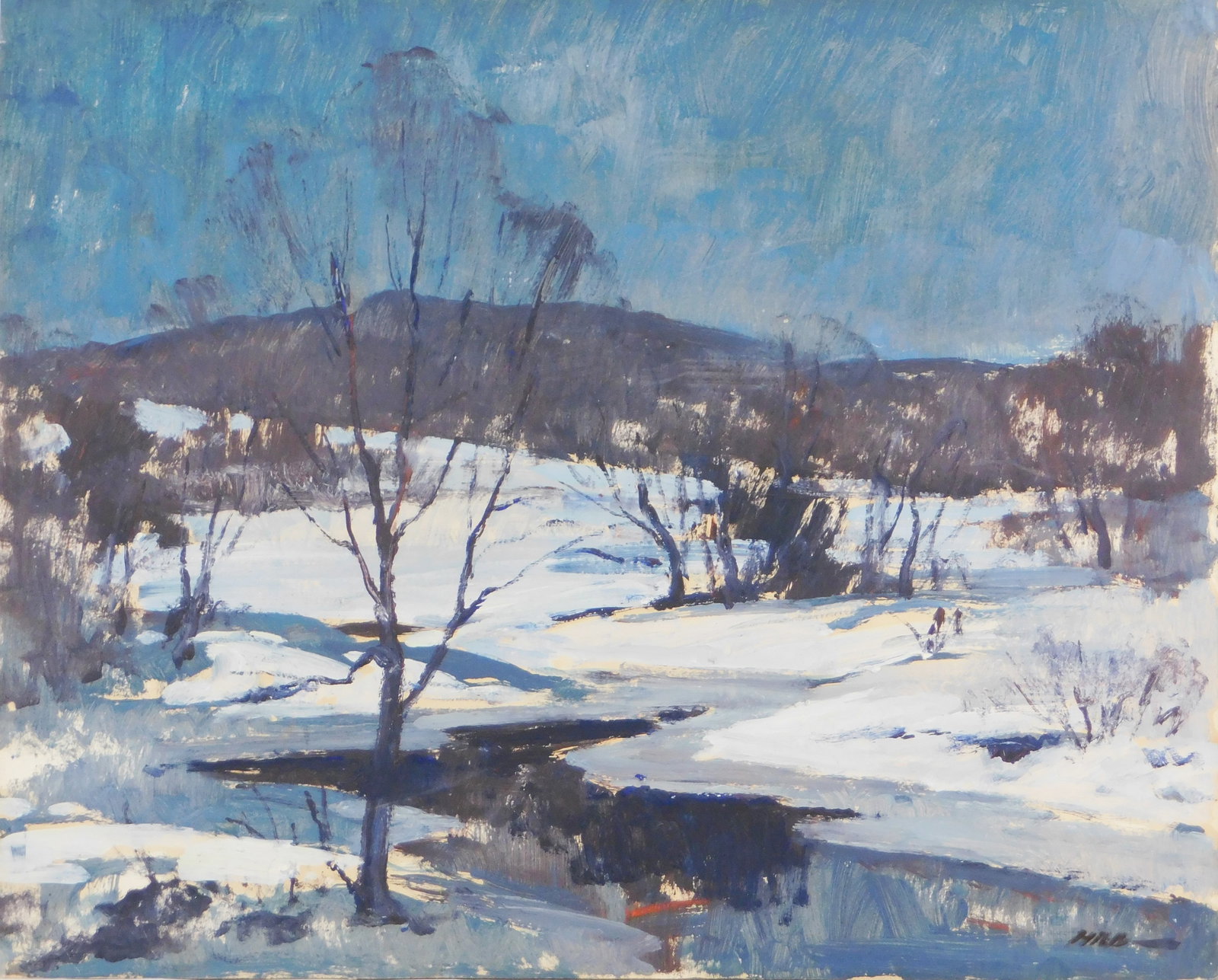 Harry Russell Ballinger (American 1892-1993), oil on paper without frame, evening winter landscape (1 of 5)