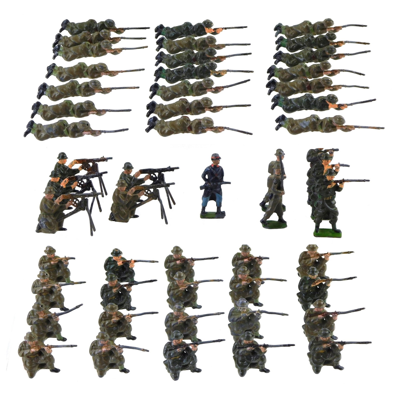TOYS: +40 Britains Ltd. painted lead toy soldiers, c. 1950's, WW1 French and Belgian soldiers in (1 of 4)