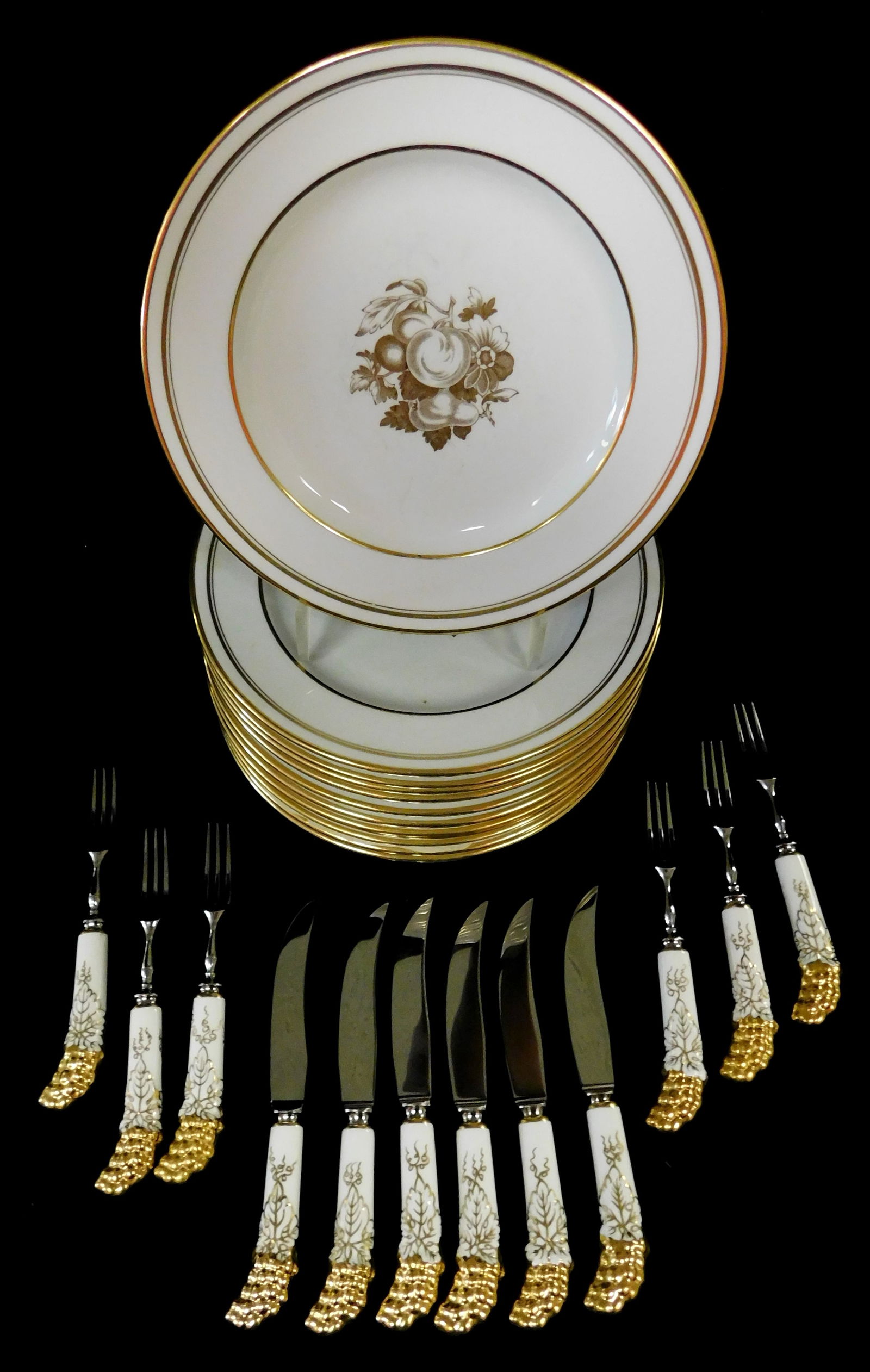 CHINA: Spode for Tiffany & Co. and Royal Crown Derby, twenty-four pieces of gilded porcelain (1 of 5)