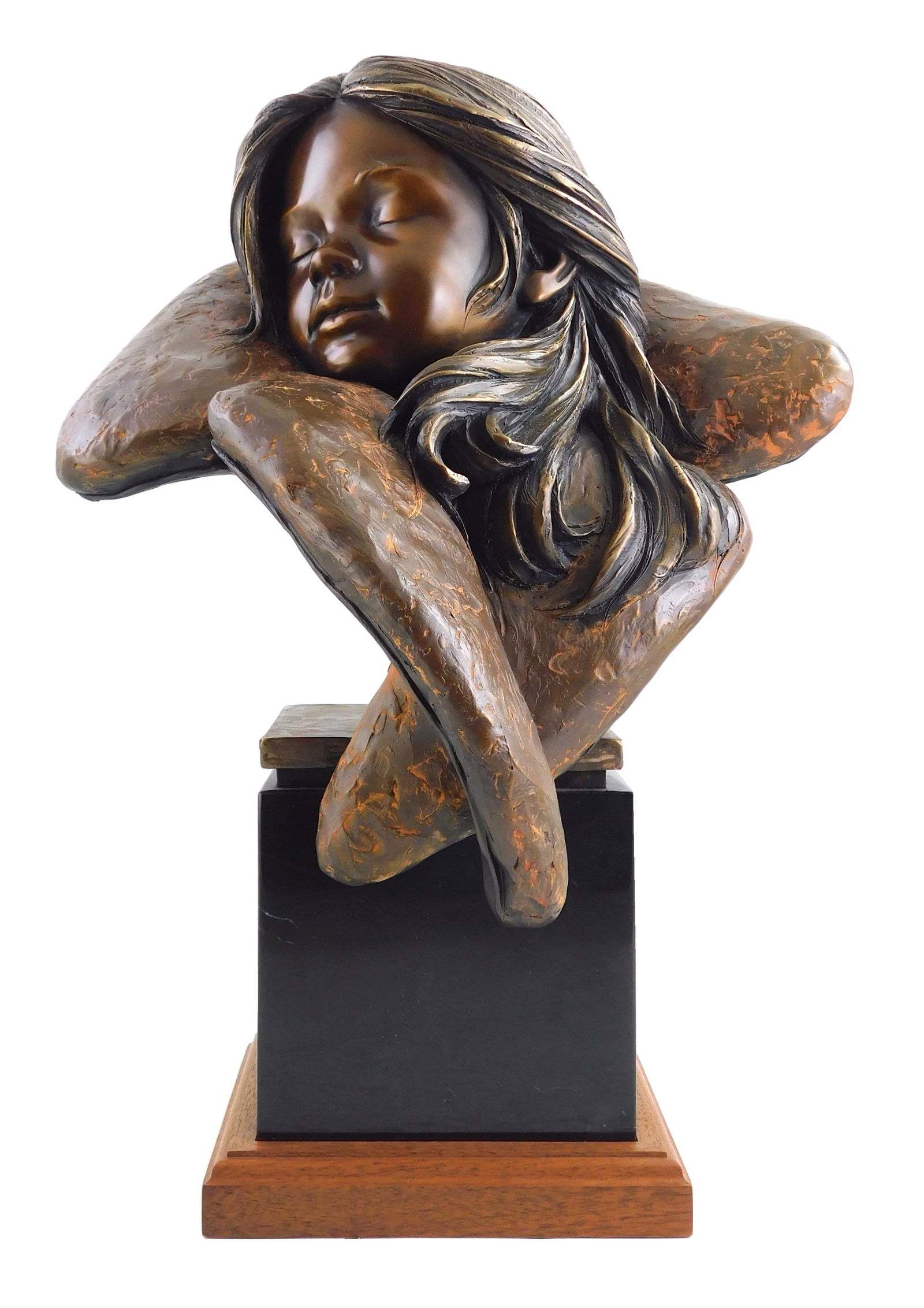 +SCULPTURE: George W. Lundeen (American, 1948-), "Fur Collar", cast bronze sculpture, of artists (1 of 4)